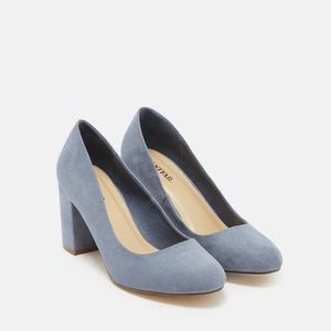 Blue suede heels